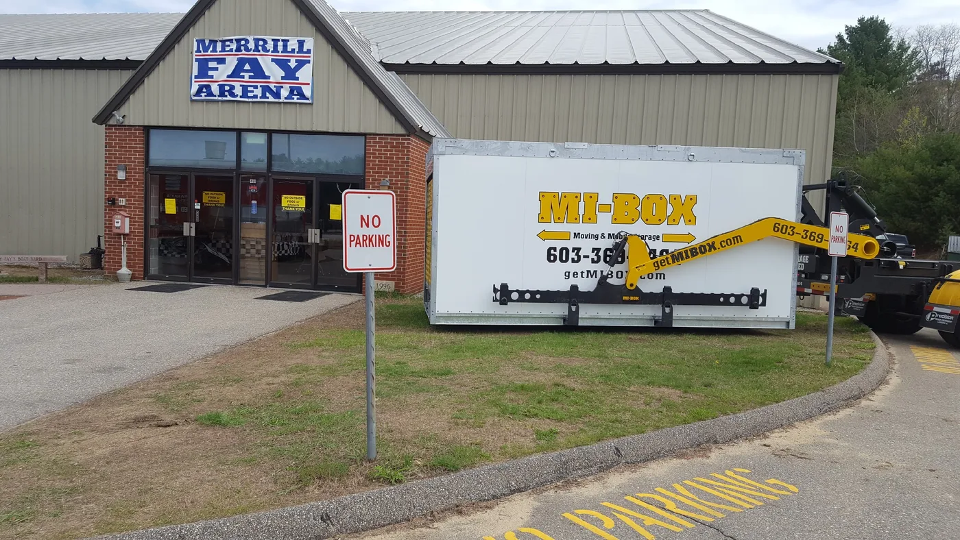 MI-BOX portable storage container at the Laconia NH ice arena